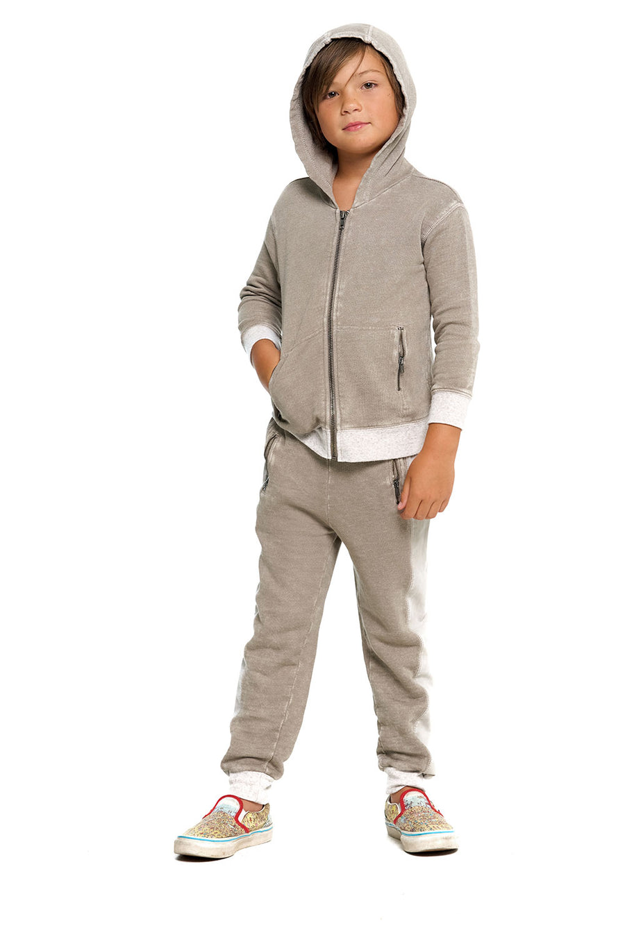 Boys Linen French Terry Jogger With Zippers BOYS chaserbrand