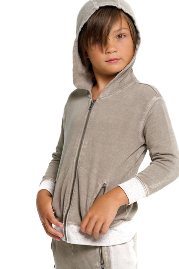 Boys Linen French Terry Zip Up Hoodie With Zippers BOYS chaserbrand