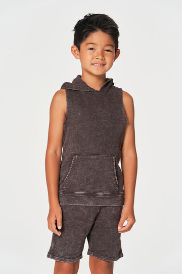 Boys Linen French Terry Sleeveless Muscle Pullover Hoodie BOYS chaserbrand