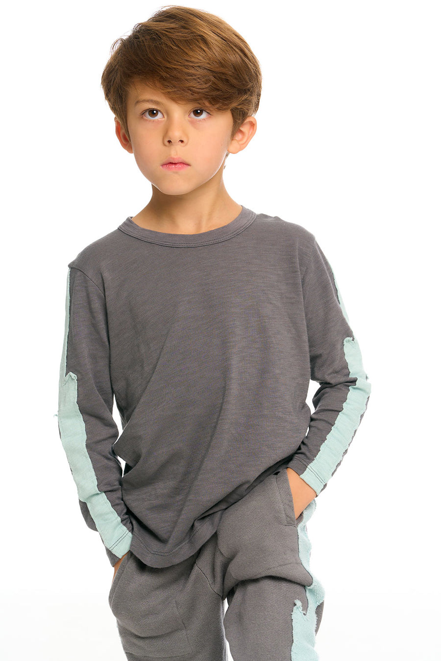 Color Blocked Crewneck Bolt Long Sleeve Tee BOYS chaserbrand