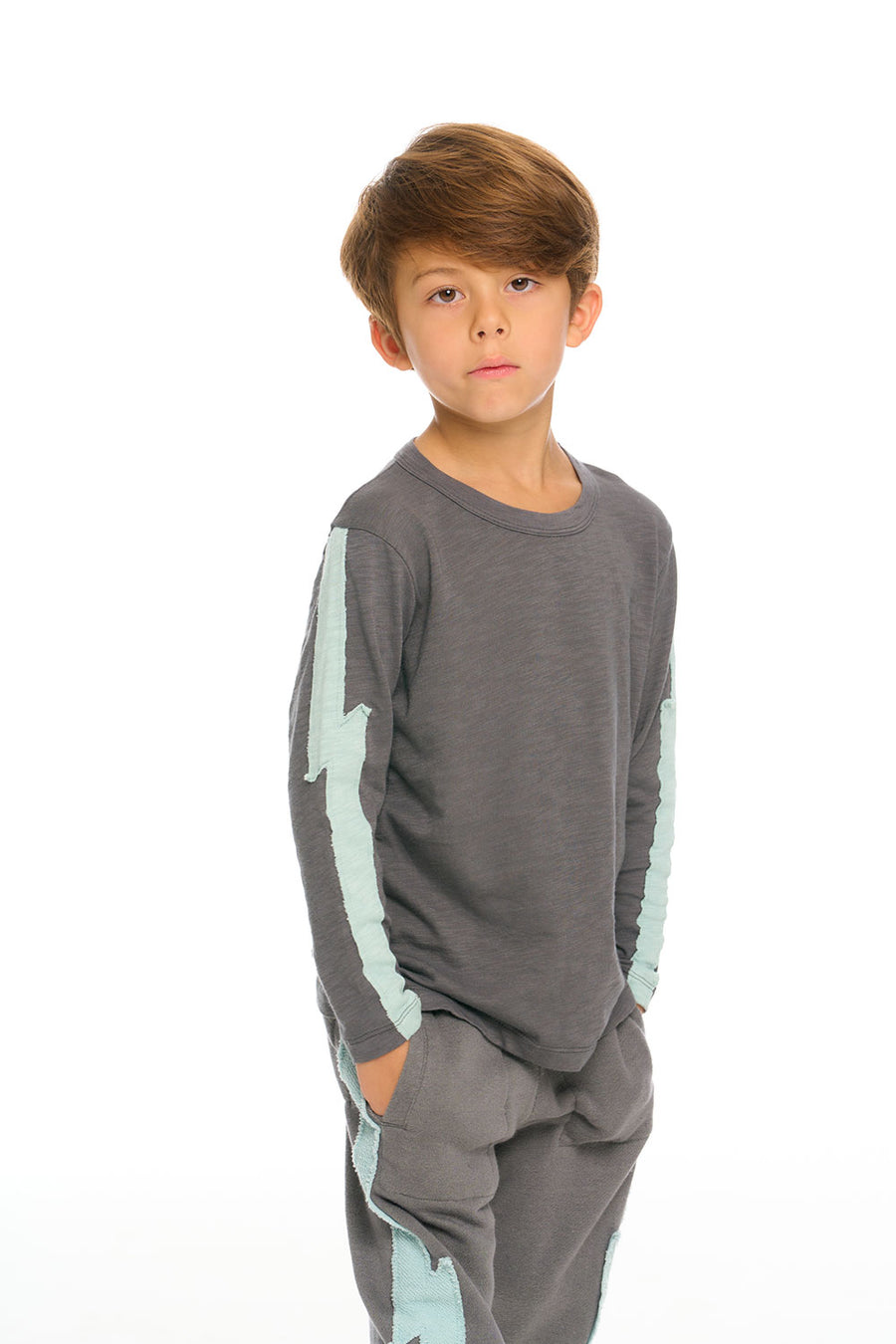 Color Blocked Crewneck Bolt Long Sleeve Tee BOYS chaserbrand