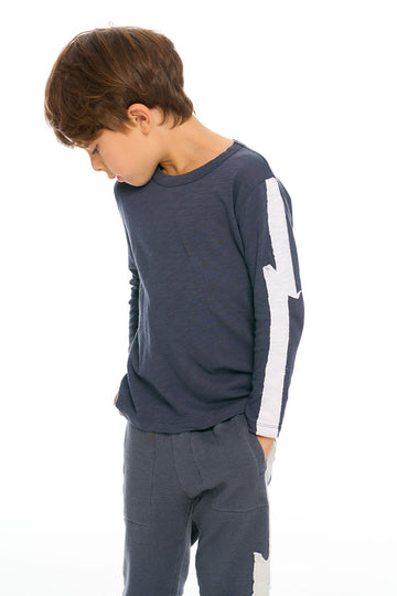 Color Blocked Crewneck Bolt Long Sleeve Tee BOYS chaserbrand