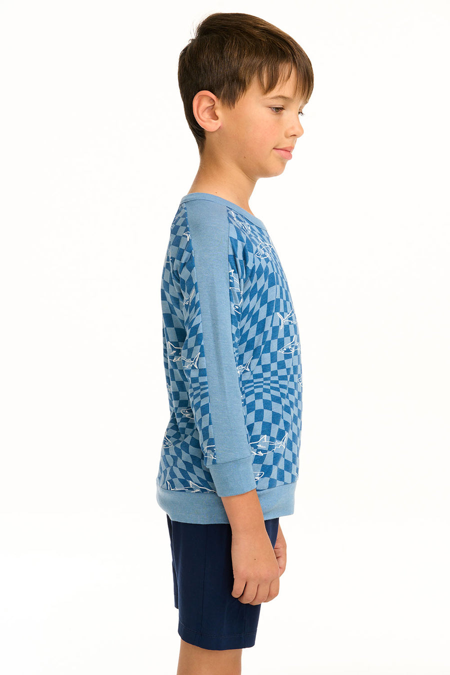 Boy's Checkered Shark Raglan Pullover BOYS chaserbrand