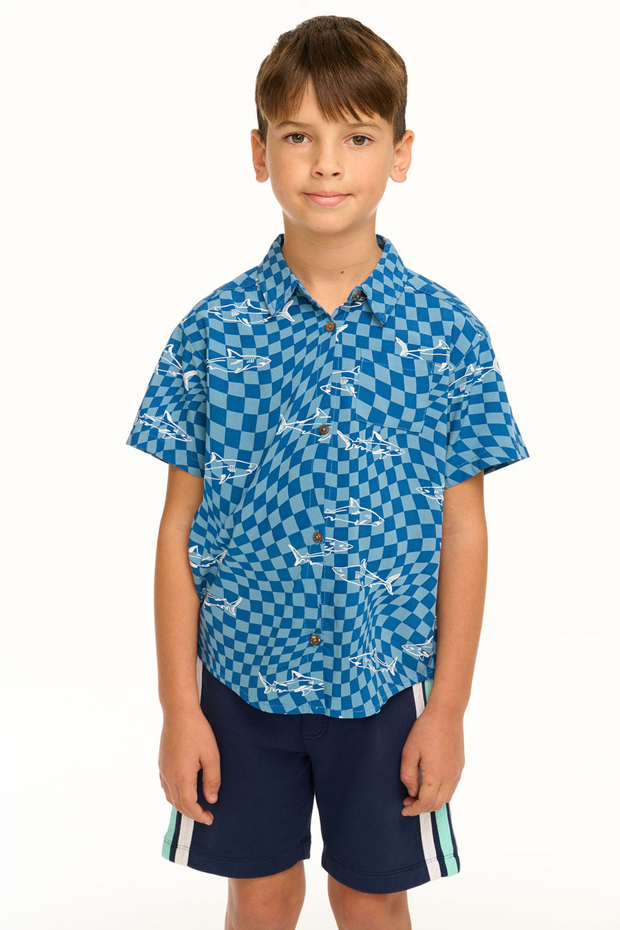 Boy's Checkered Shark Collared Button Down Shirt BOYS chaserbrand