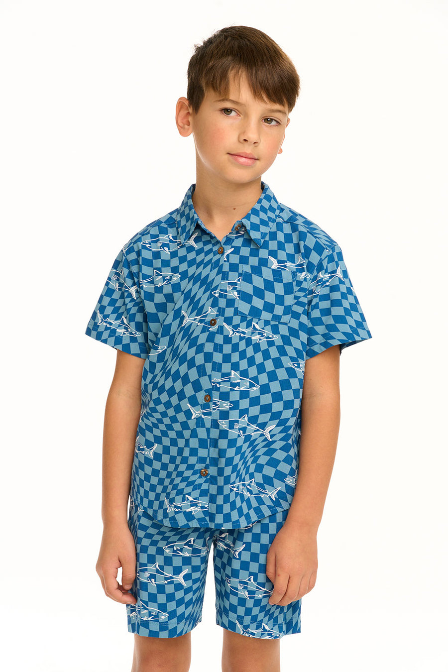 Boy's Checkered Shark Collared Button Down Shirt BOYS chaserbrand