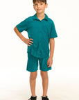 Boy's Lake Green Terry Cloth Button Down Collared Shirt BOYS chaserbrand