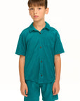 Boy's Lake Green Terry Cloth Button Down Collared Shirt BOYS chaserbrand