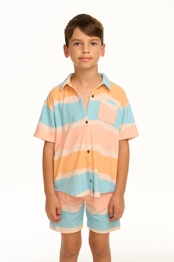 Boy's Wavy Stripe Collared Button Down Shirt BOYS chaserbrand
