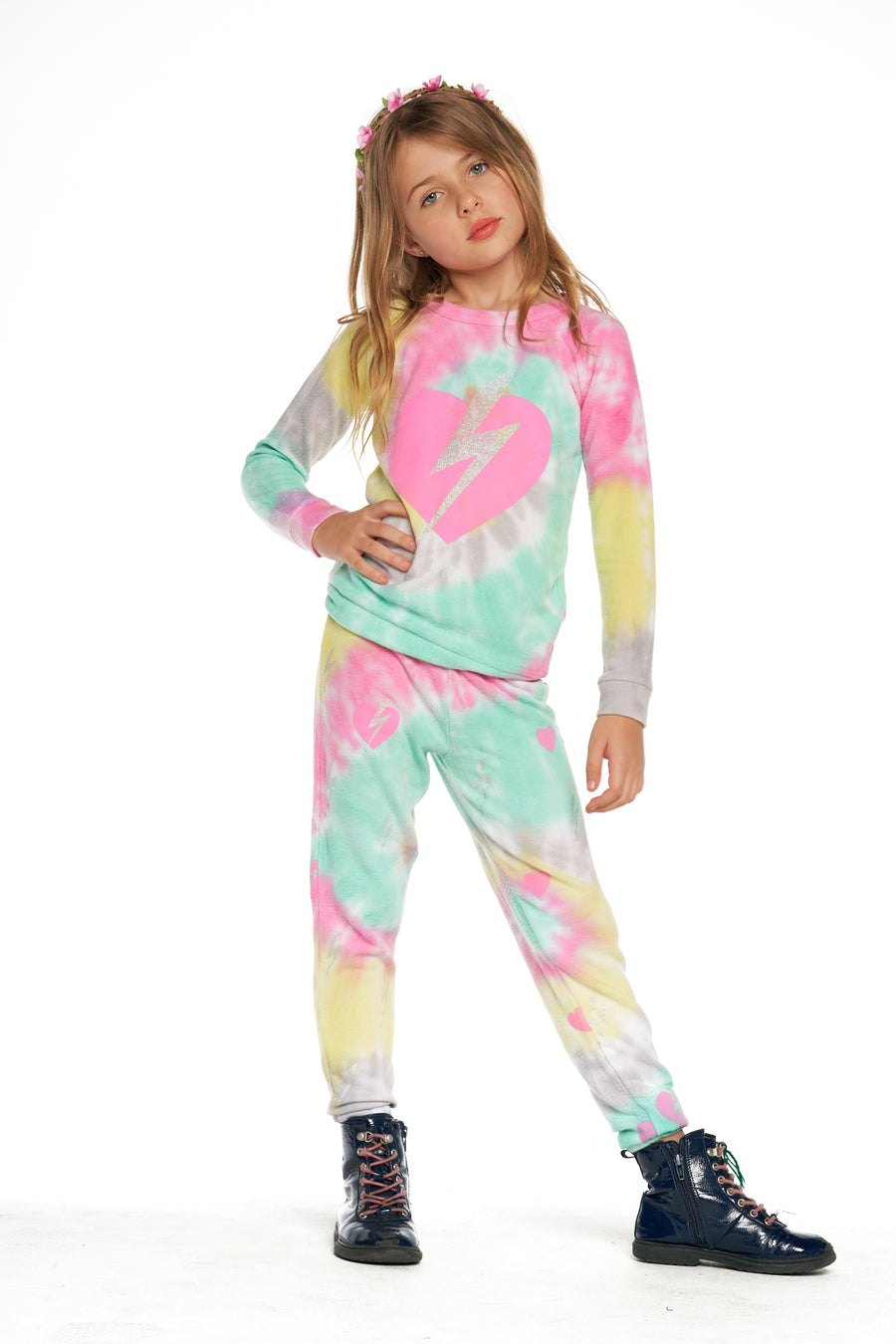 Tie Dye Bolt Heart Pants GIRLS - chaserbrand