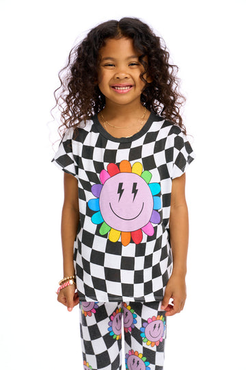 Checkered Rainbow Daisy Girls chaserbrand