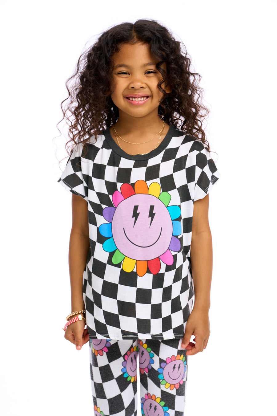 Checkered Rainbow Daisy Girls chaserbrand