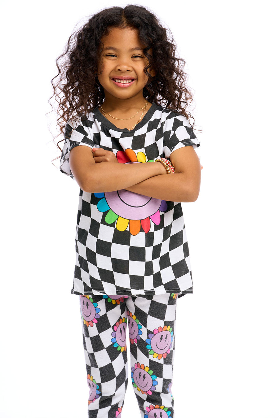 Checkered Rainbow Daisy Girls chaserbrand