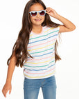Girls Recycled Vintage Jersey Cap Sleeve Vent Back Tee GIRLS - chaserbrand