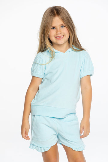 Girls Terry Cloth Hooded Puff Sleeve Pullover GIRLS - chaserbrand