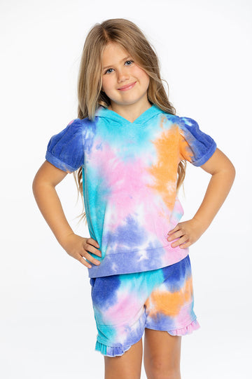 Girls Terry Cloth Hooded Puff Sleeve Pullover GIRLS - chaserbrand