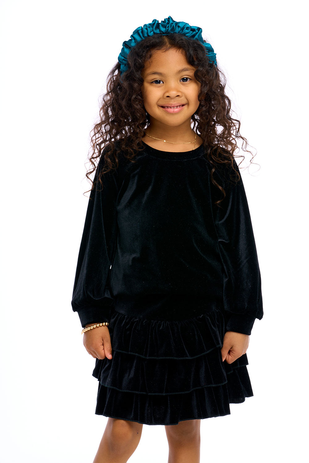 Stretch Velvet Blouson Sleeve Raglan Girls chaserbrand