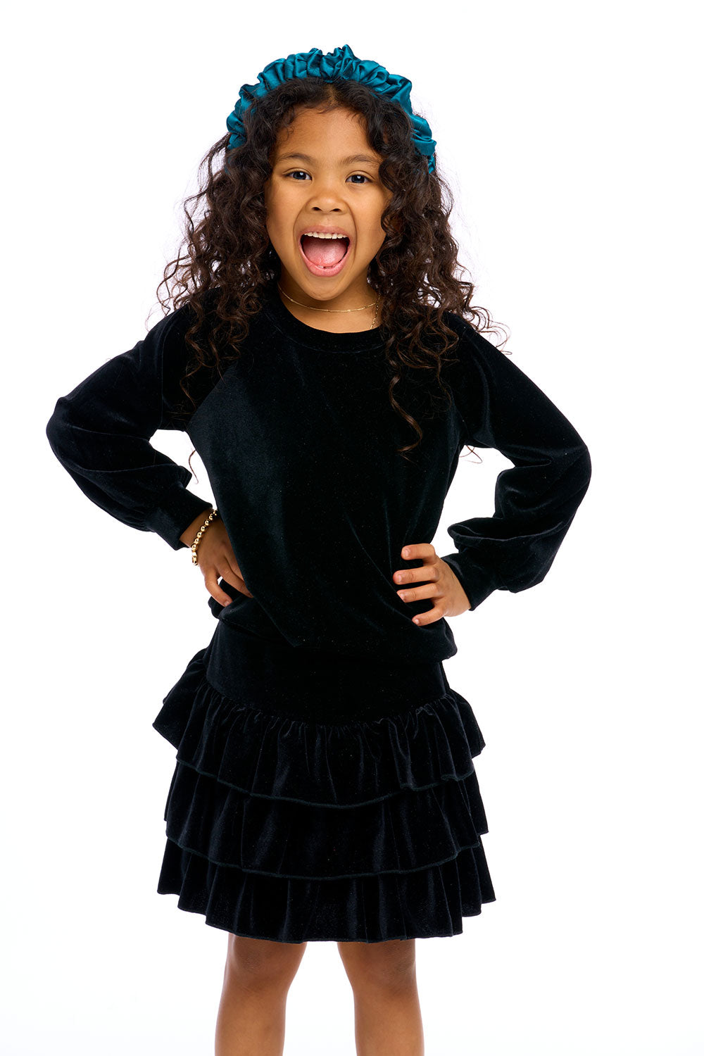 Stretch Velvet Blouson Sleeve Raglan Girls chaserbrand