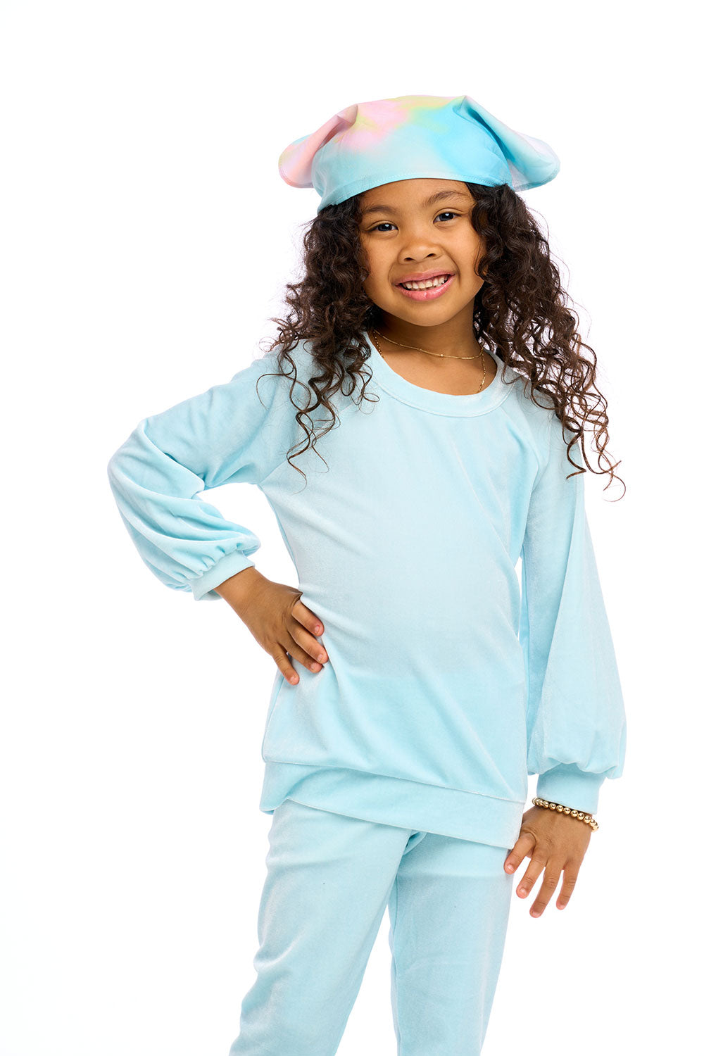 Stretch Velvet Blouson Sleeve Raglan Girls chaserbrand