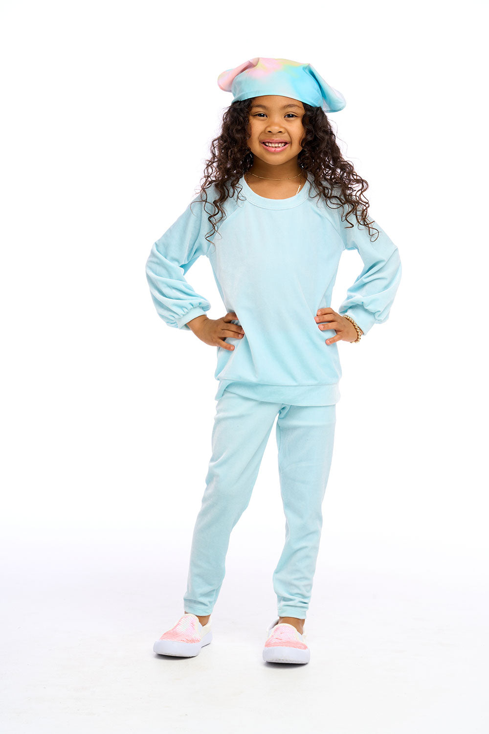 Stretch Velvet Blouson Sleeve Raglan Girls chaserbrand