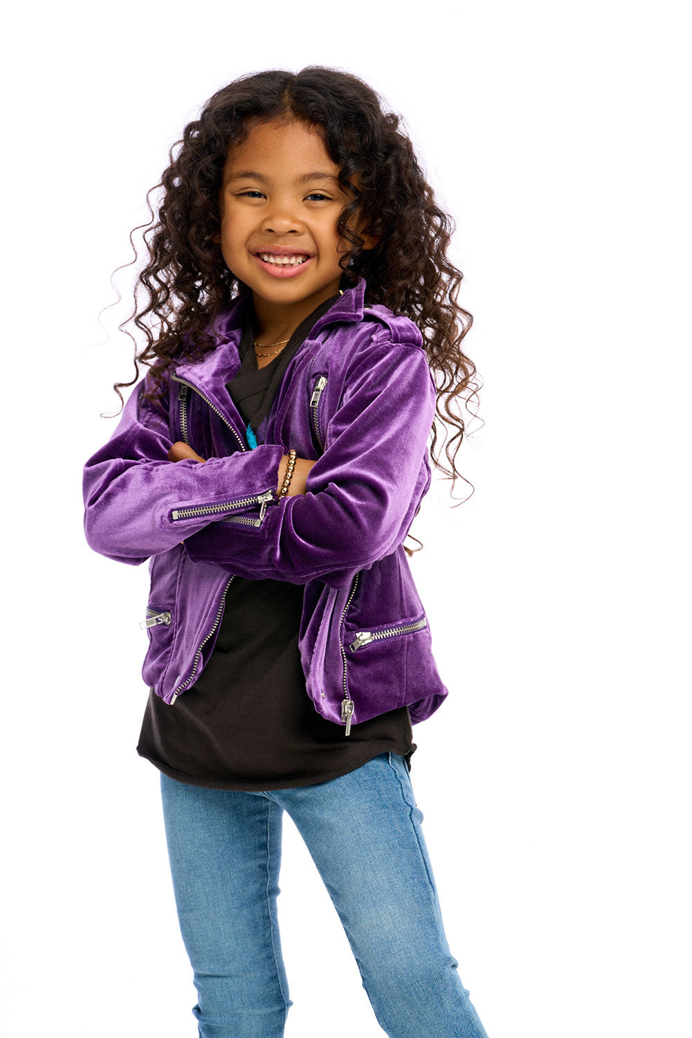 Stretch Velvet Moto Jacket Girls chaserbrand