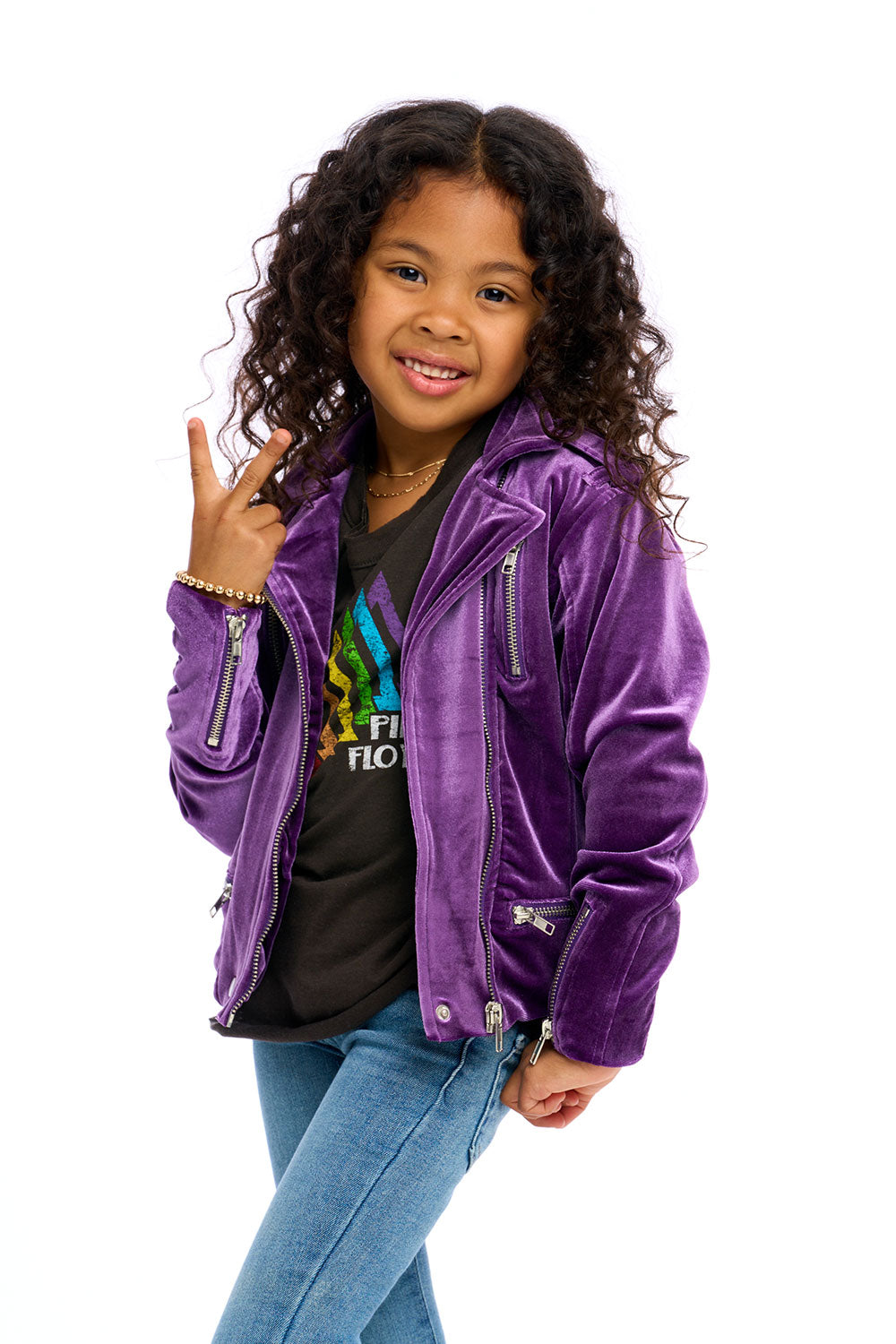 Stretch Velvet Moto Jacket Girls chaserbrand