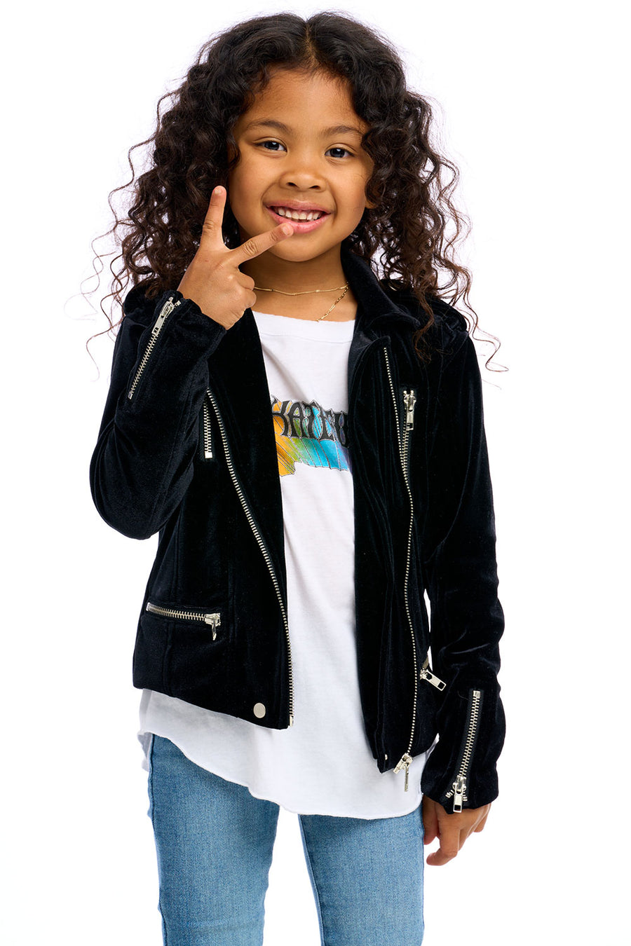 Stretch Velvet Moto Jacket Girls chaserbrand