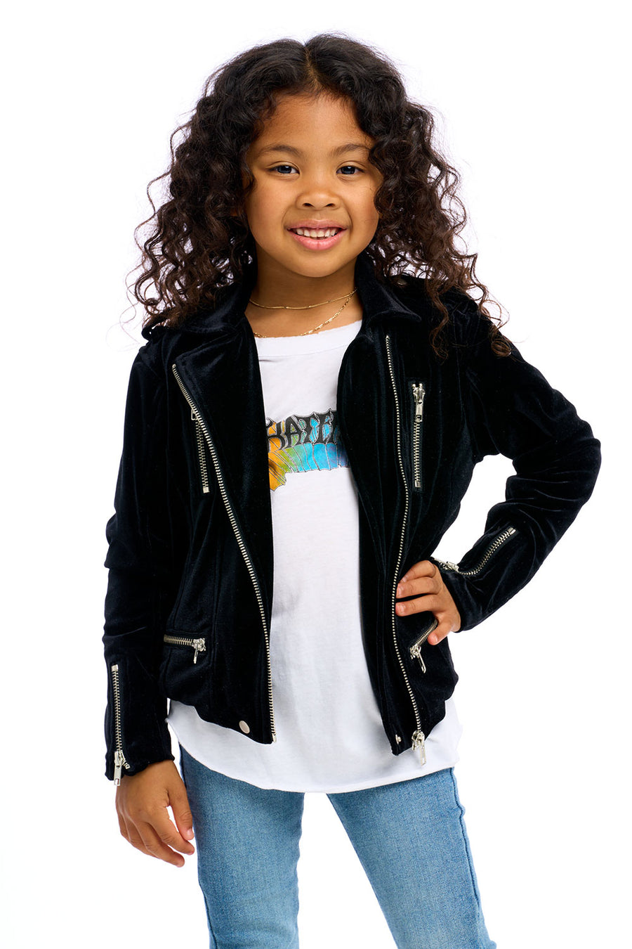 Stretch Velvet Moto Jacket Girls chaserbrand