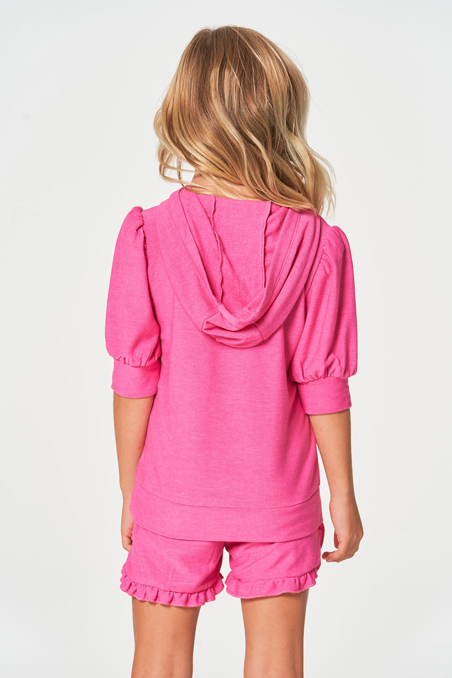 Girls rPET Cozy Knit 3/4 Puff Sleeve Hoodie GIRLS chaserbrand