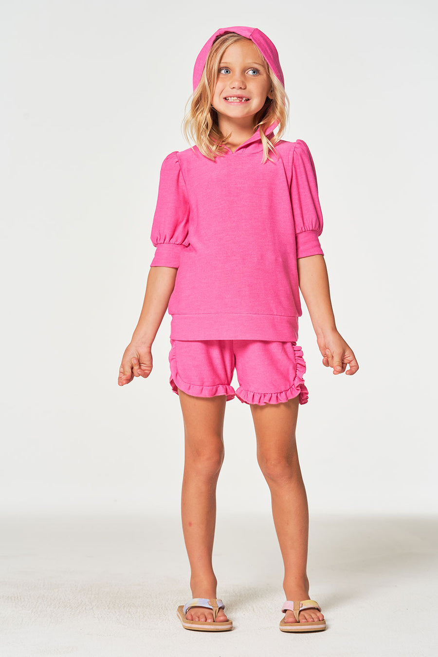 Girls rPET Cozy Knit 3/4 Puff Sleeve Hoodie GIRLS chaserbrand