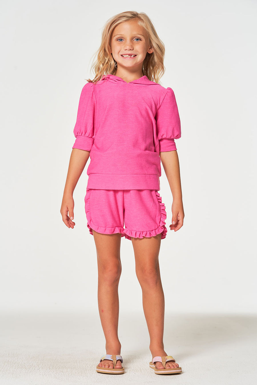 Girls rPET Cozy Knit 3/4 Puff Sleeve Hoodie GIRLS chaserbrand