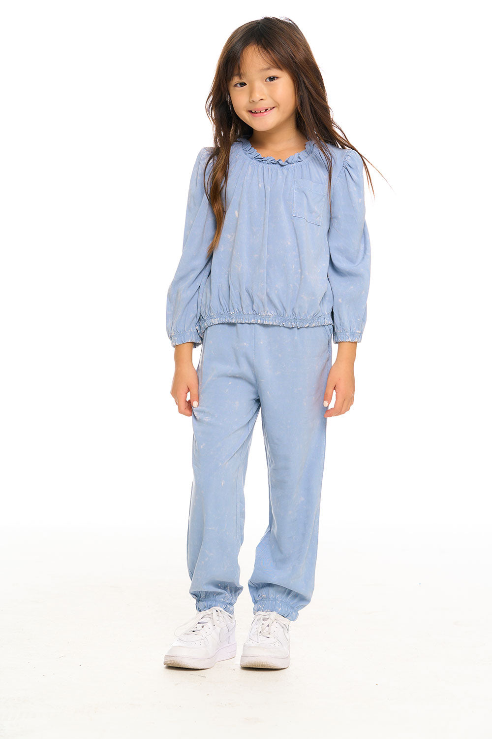 Ruffle Neck Pocket Shirred Tee GIRLS chaserbrand