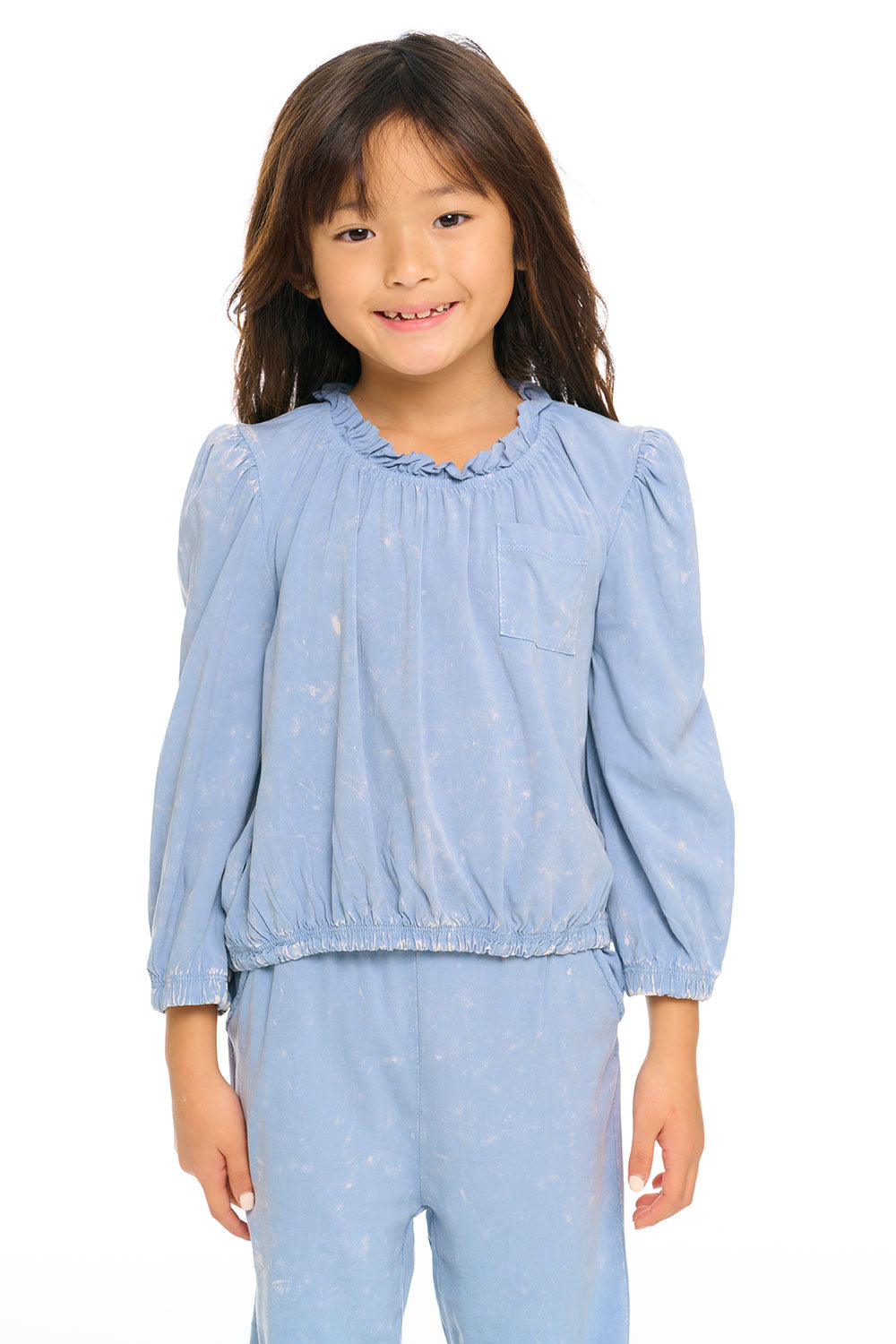 Ruffle Neck Pocket Shirred Tee GIRLS chaserbrand