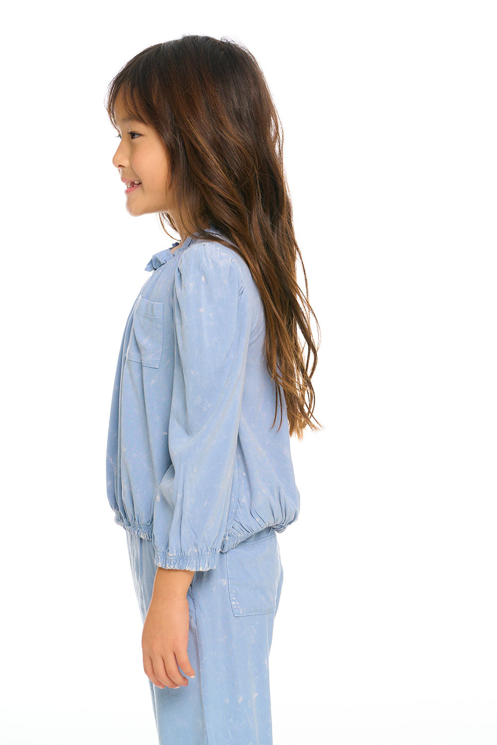 Ruffle Neck Pocket Shirred Tee GIRLS chaserbrand