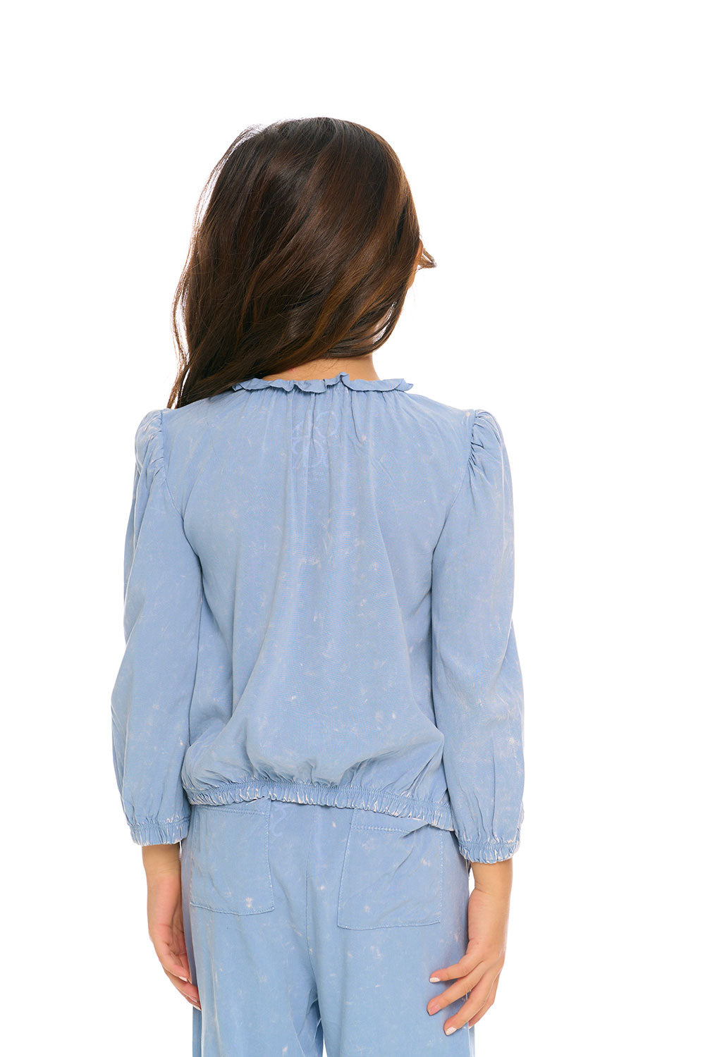 Ruffle Neck Pocket Shirred Tee GIRLS chaserbrand