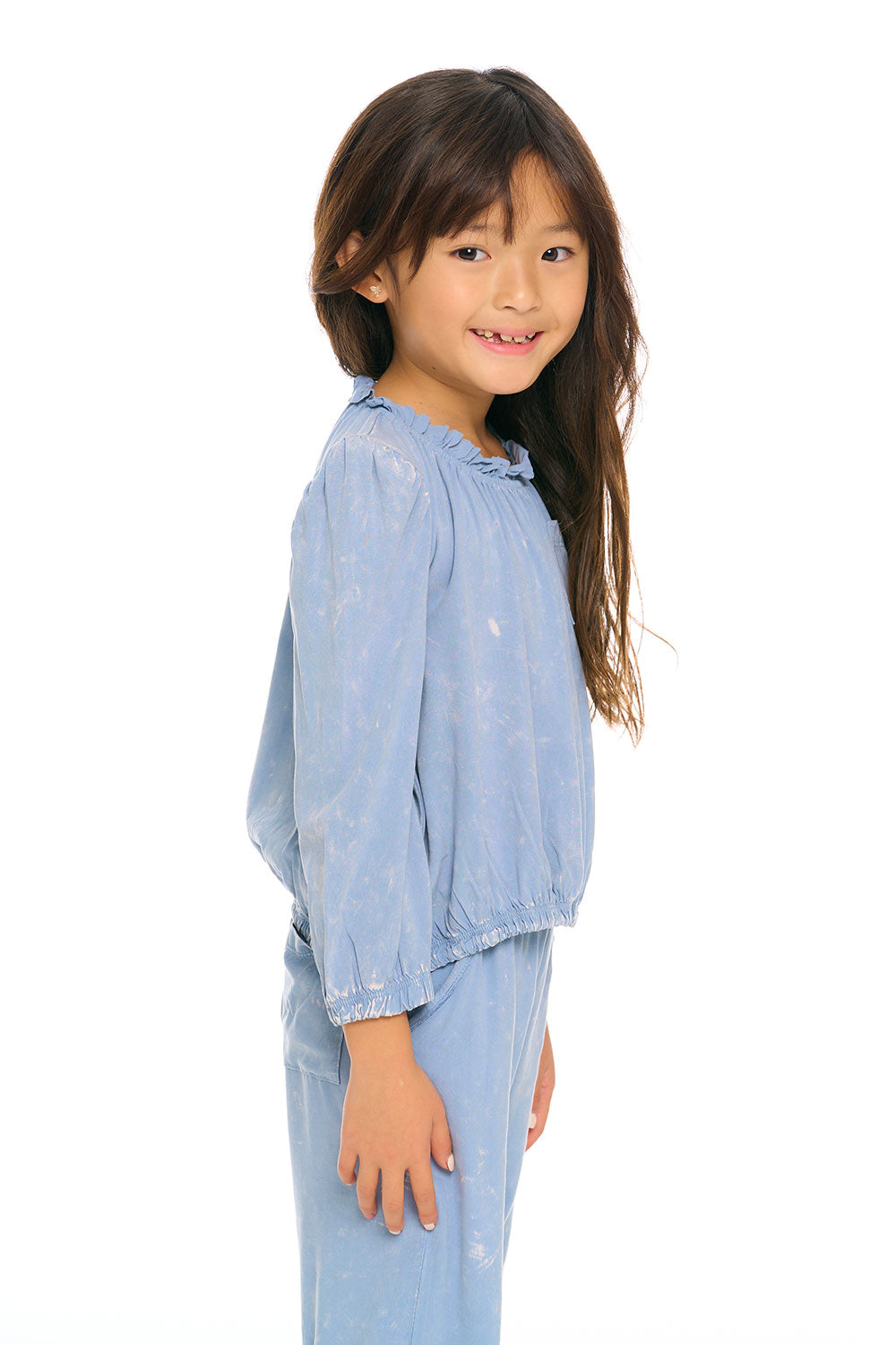 Ruffle Neck Pocket Shirred Tee GIRLS chaserbrand
