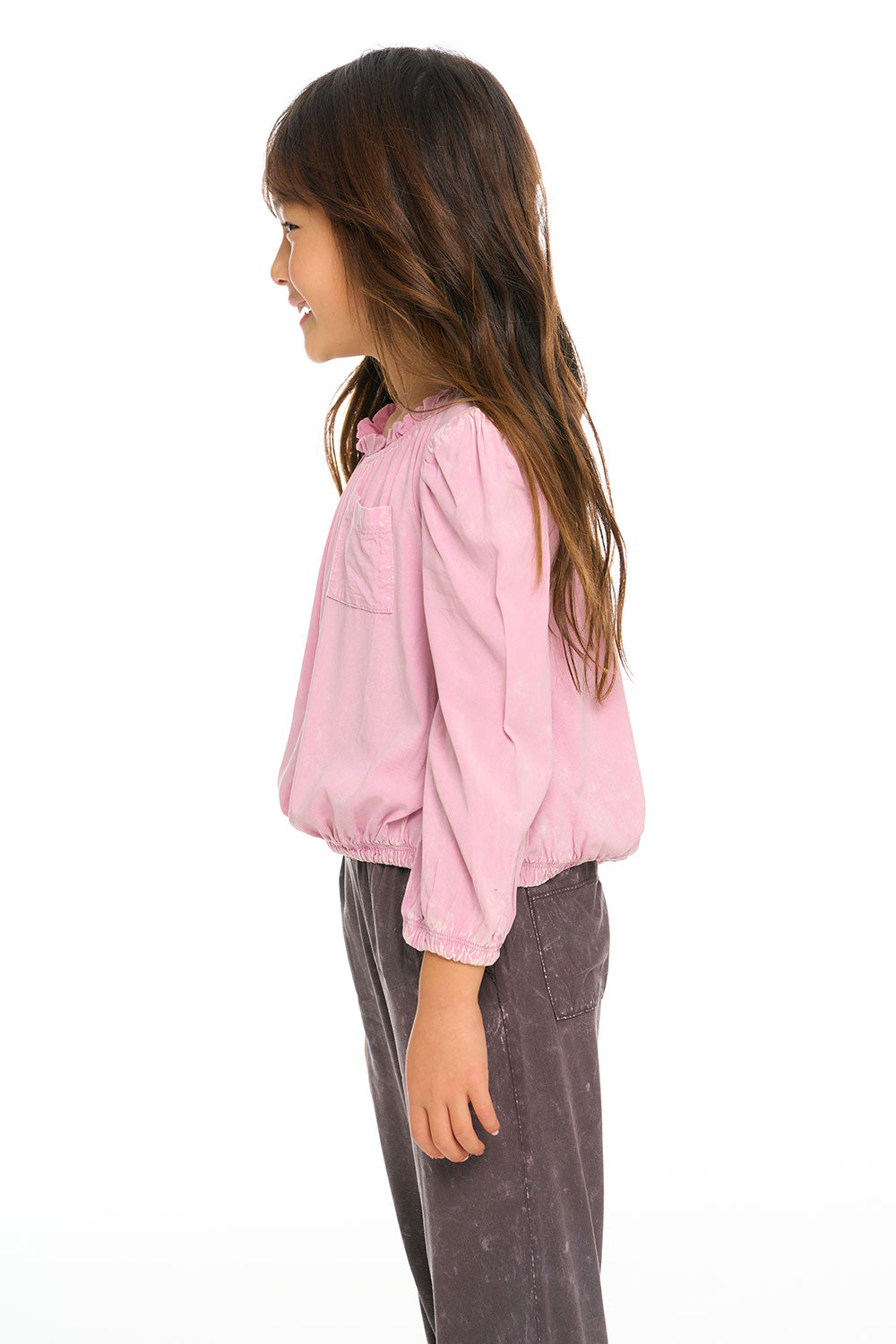 Ruffle Neck Pocket Shirred Tee GIRLS chaserbrand
