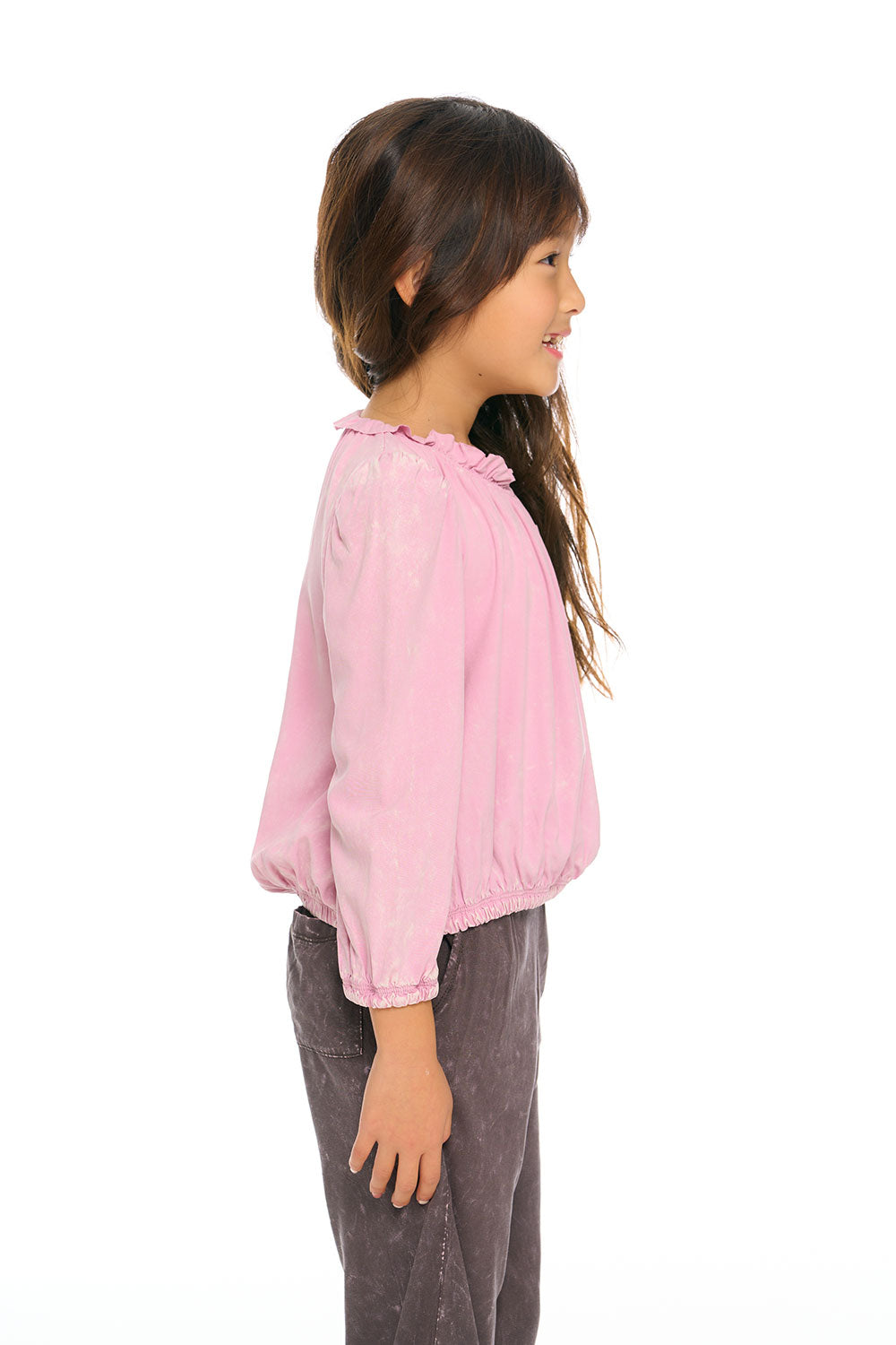 Ruffle Neck Pocket Shirred Tee GIRLS chaserbrand