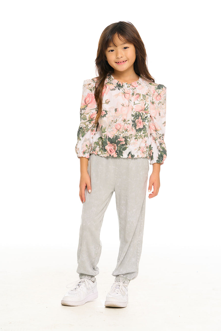 Ruffle Neck Pocket Shirred Tee GIRLS chaserbrand
