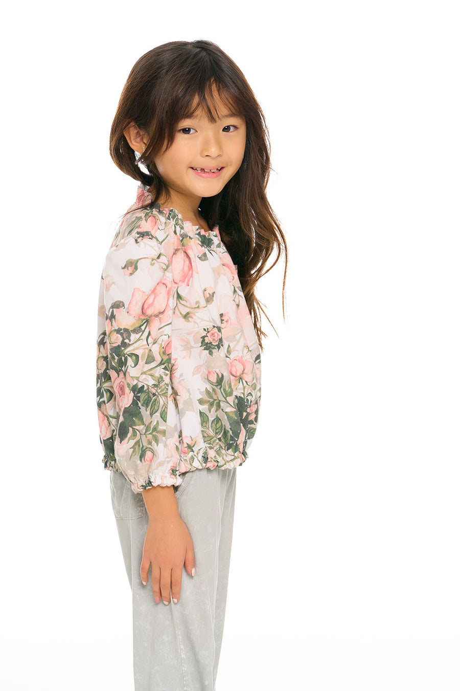 Ruffle Neck Pocket Shirred Tee GIRLS chaserbrand