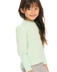 Semi Cropped Hi Lo Mock Neck Puff Sleeve Pullover GIRLS chaserbrand