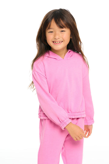 Semi Cropped Shirred Hoodie Pullover GIRLS chaserbrand