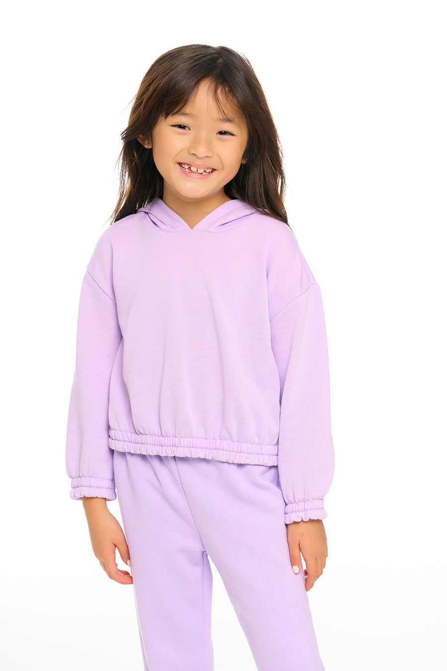 Semi Cropped Shirred Hoodie Pullover GIRLS chaserbrand