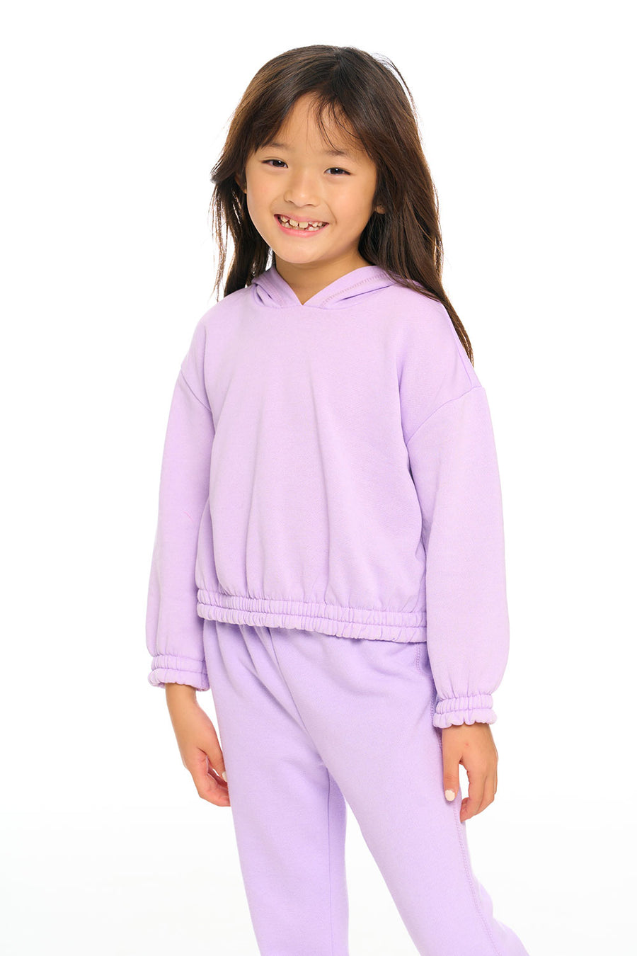 Semi Cropped Shirred Hoodie Pullover GIRLS chaserbrand