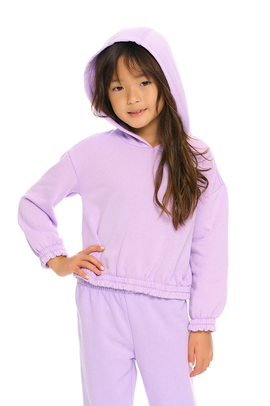Semi Cropped Shirred Hoodie Pullover GIRLS chaserbrand