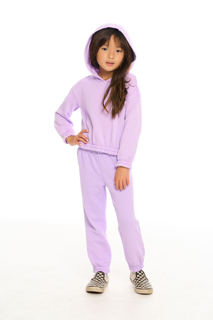 Semi Cropped Shirred Hoodie Pullover GIRLS chaserbrand
