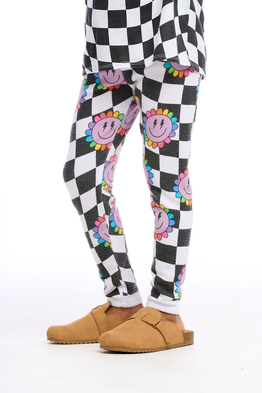 Checkered Rainbow Daisy Pants Girls chaserbrand