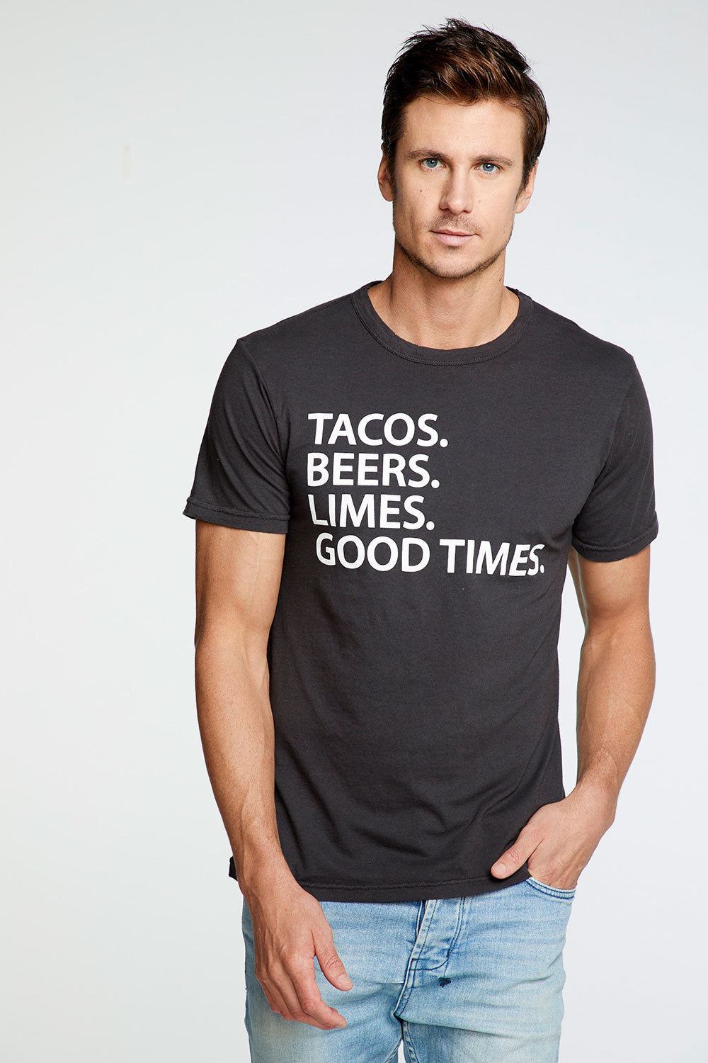 Tacos Beer Limes Good Times Crew Neck Tee MENS - chaserbrand