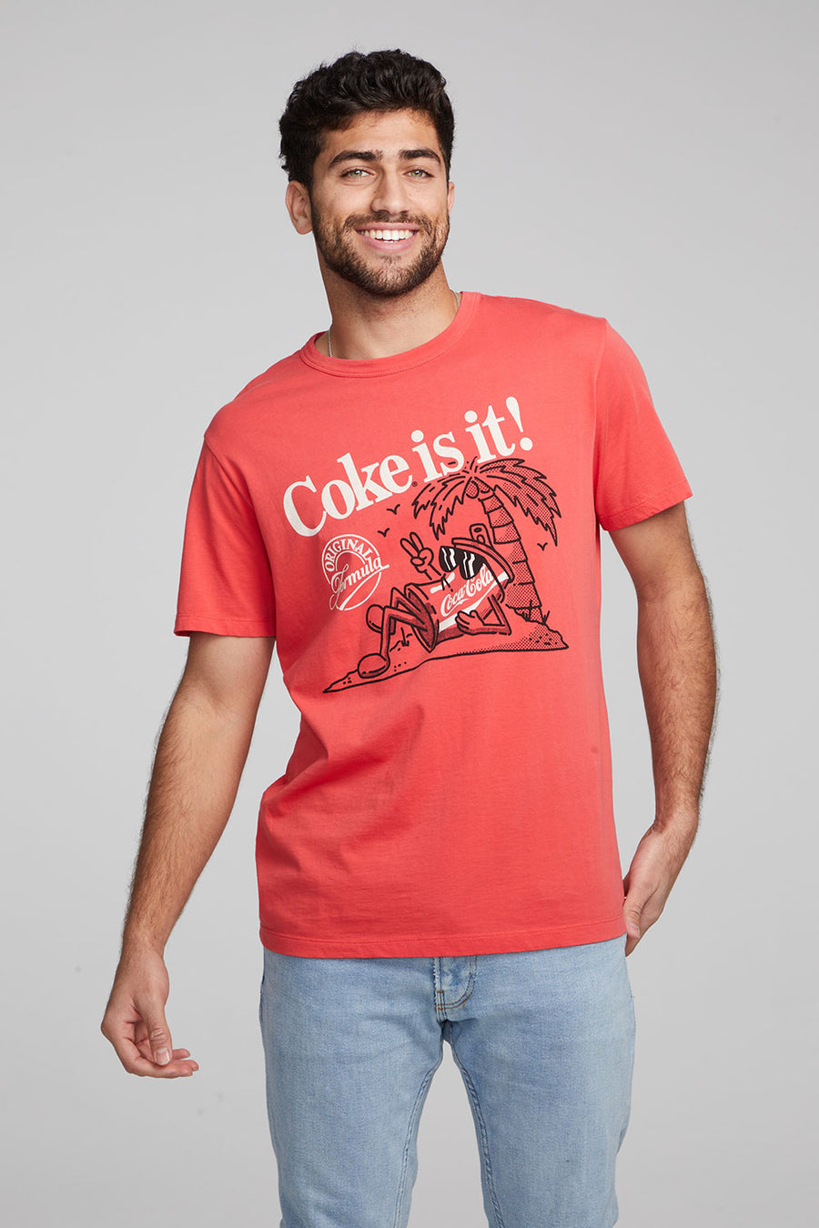 Coca Cola Palm Tree Peace Crew Neck Tee MENS chaserbrand