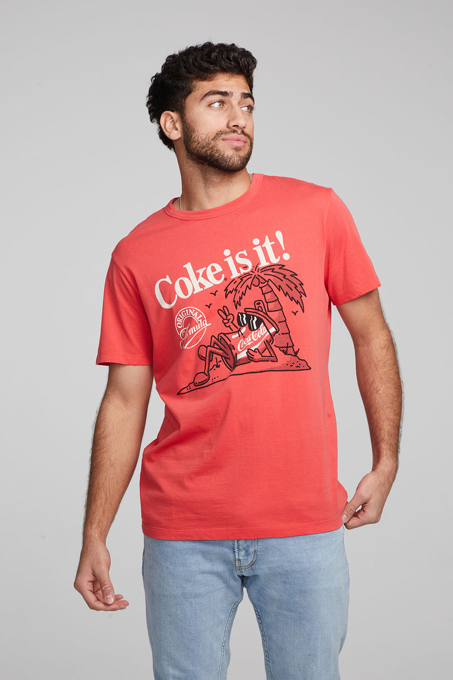 Coca Cola Palm Tree Peace Crew Neck Tee MENS chaserbrand