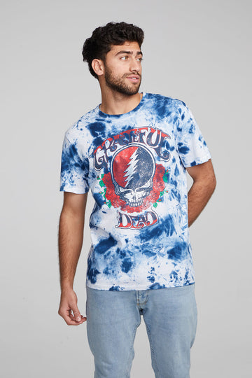 Grateful Dead Skull & Roses Tie Dye Crew Neck Tee MENS chaserbrand
